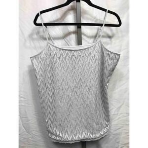Ann Taylor LOFT Women's Crochet Lace Trim Tank Top Size XL Gray Spaghetti Strap